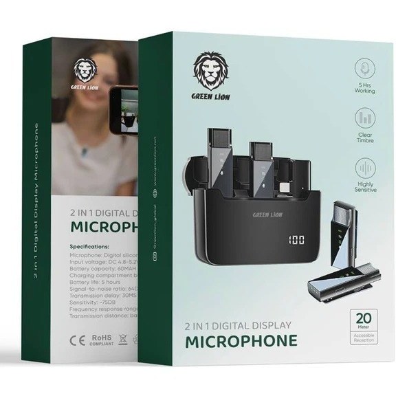 میکروفون یقه ای بی سیم گرین لاین مدل 2in1